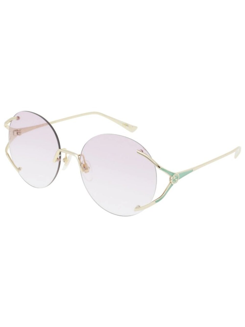 New Gucci Women's Sunglasses Round Oval Metal Frame Gold Gold Violet